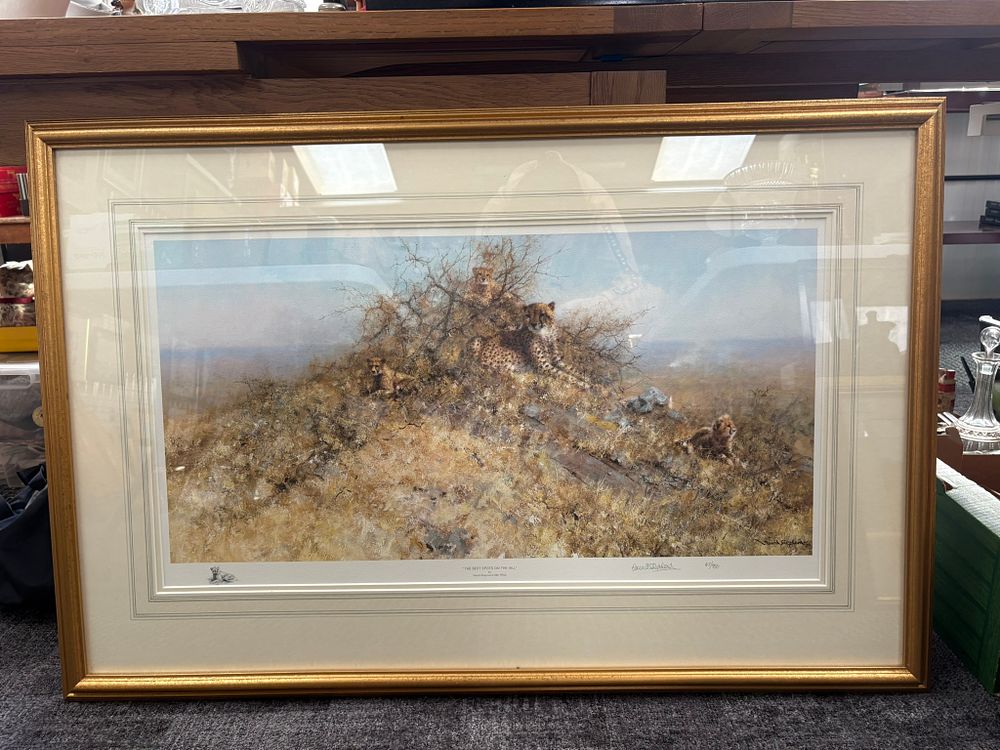 Lot 718: Large signed limited edition print of Cheetahs titled...
