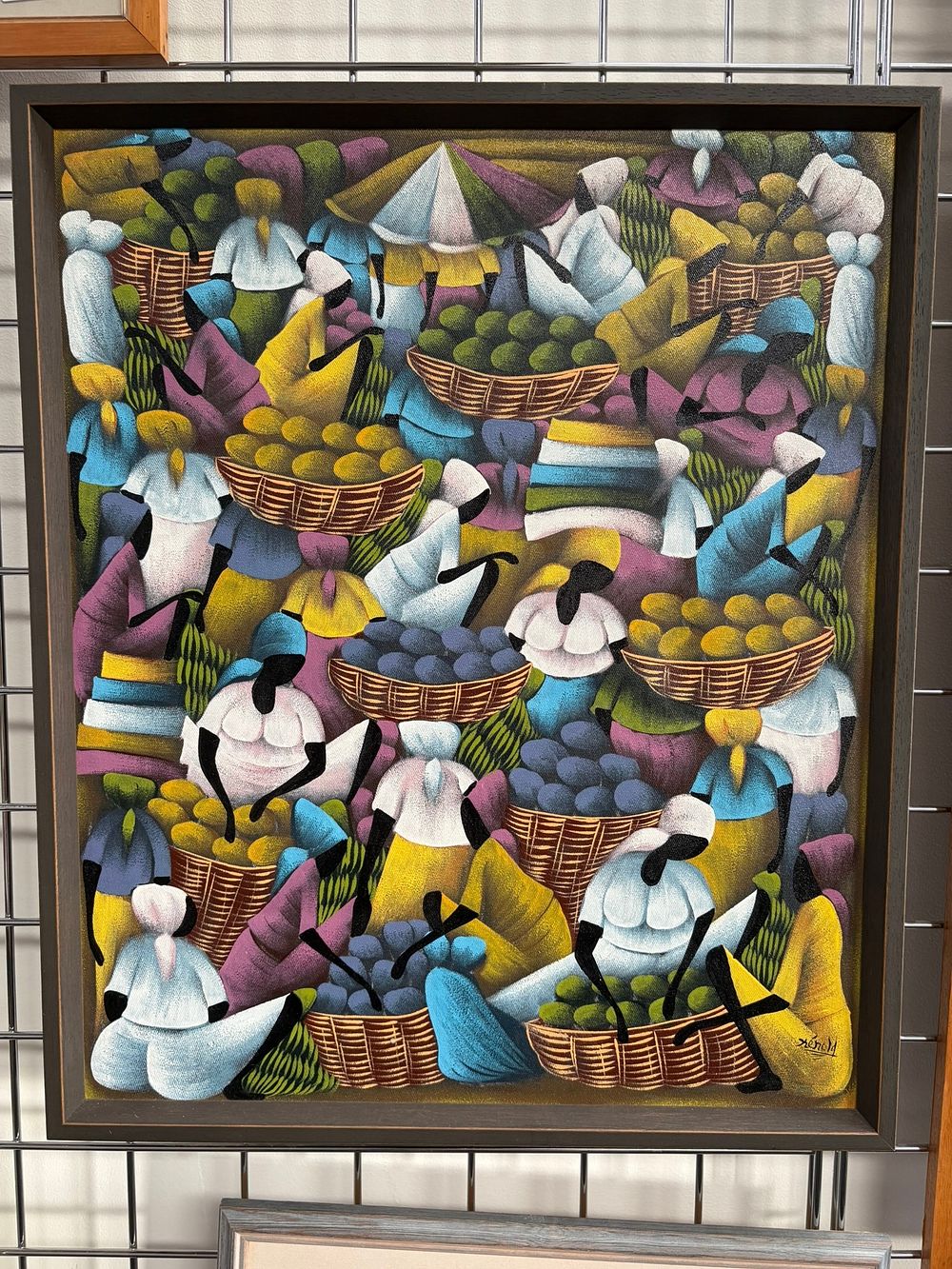 Lot 720: Large African signed oil on canvas painting -...