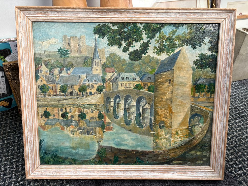 Lot 728: Oil on board titled 'Reflections in the Cher...