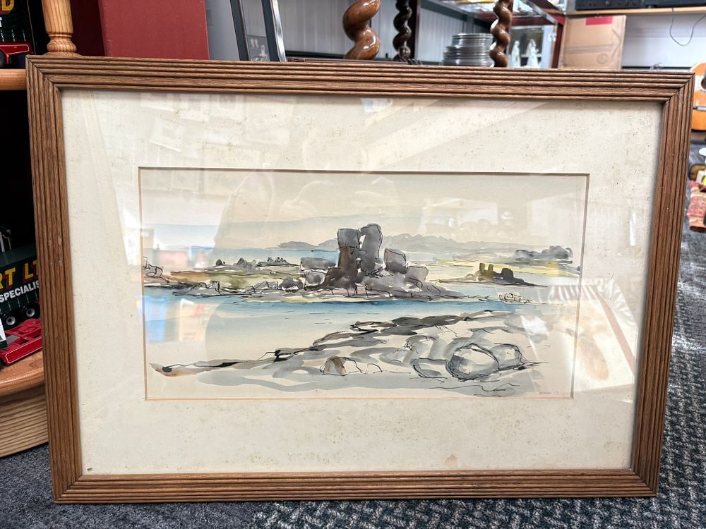 Lot 729: Watercolour of Scilly Isles signed Jennifer Brown