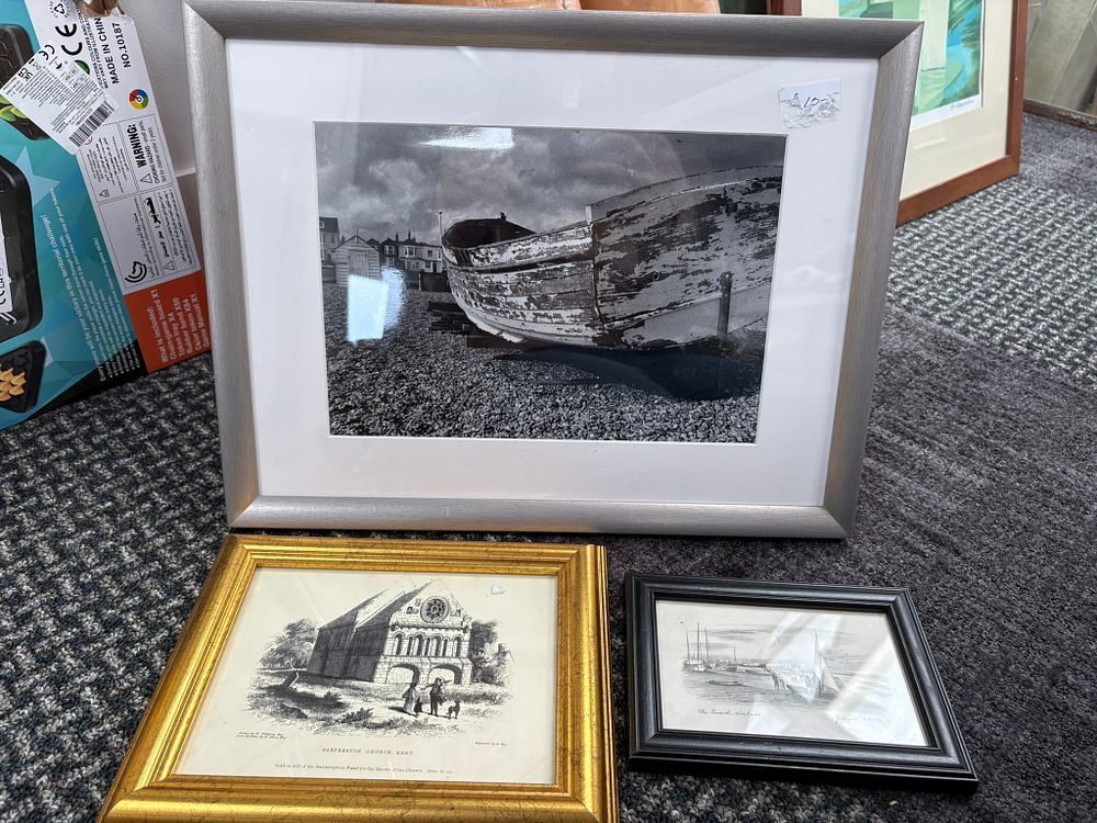 Lot 742: 3 x Pictures including Deal, Walmer and Barfreston...
