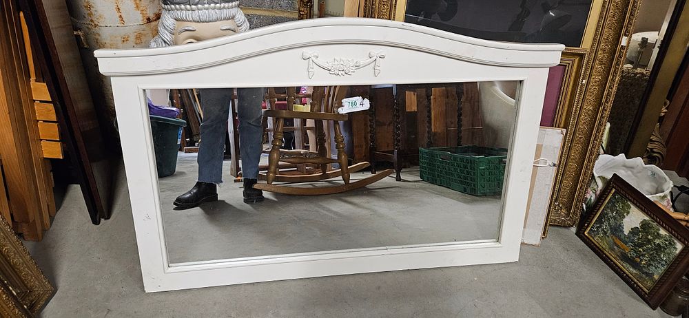 Lot 780: Large modern white overmantel mirror