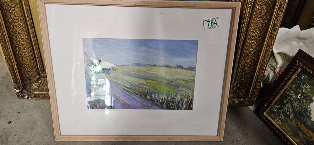 Lot 784: Framed and glazed painting of a cottage