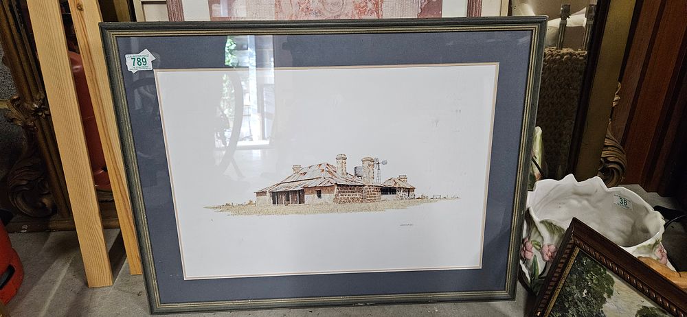 Lot 789: Framed and glazed picture of a cottage