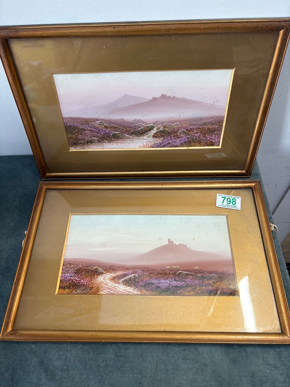 Lot 798: 2 x Watercolours in gold gilt frames