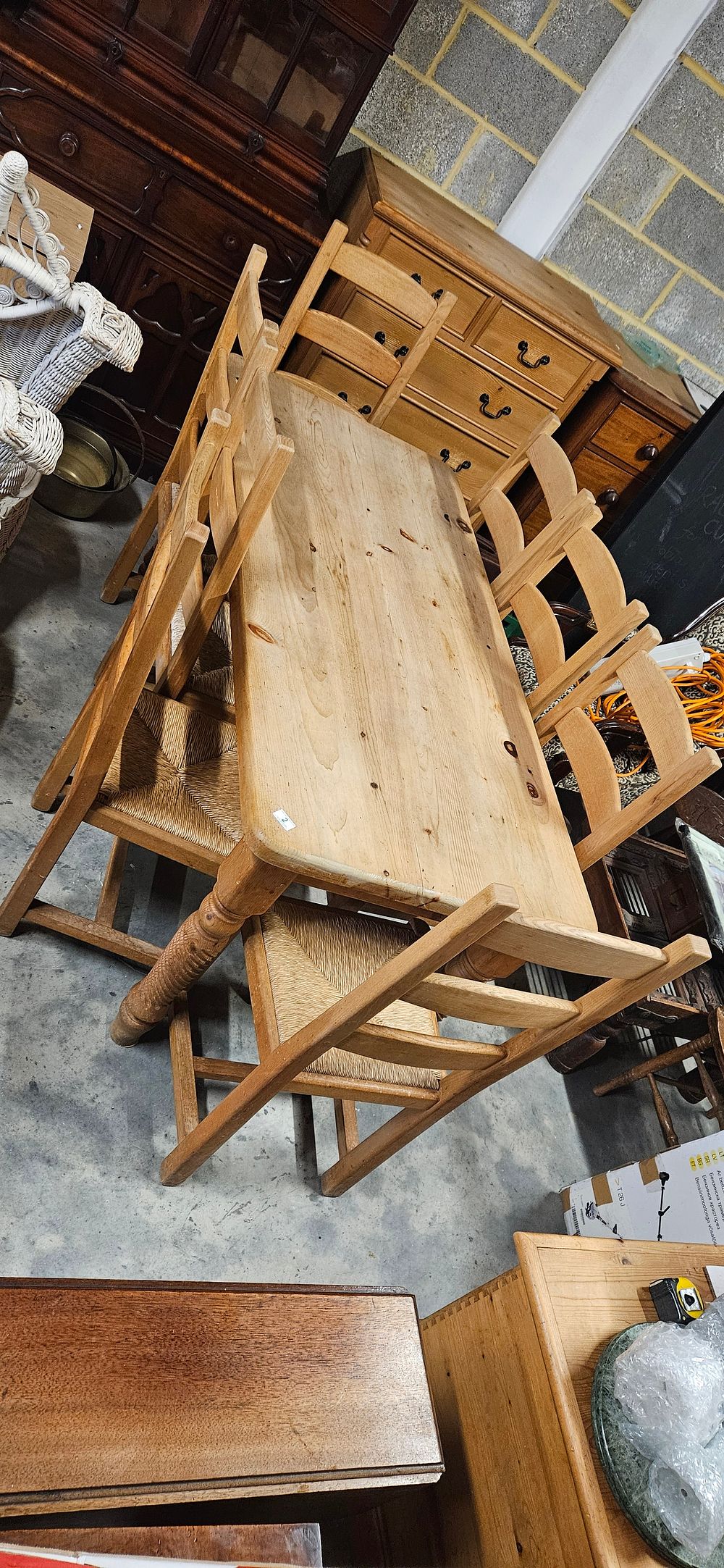 Lot 2: Good quality rustic farmhouse antique pine dining table...