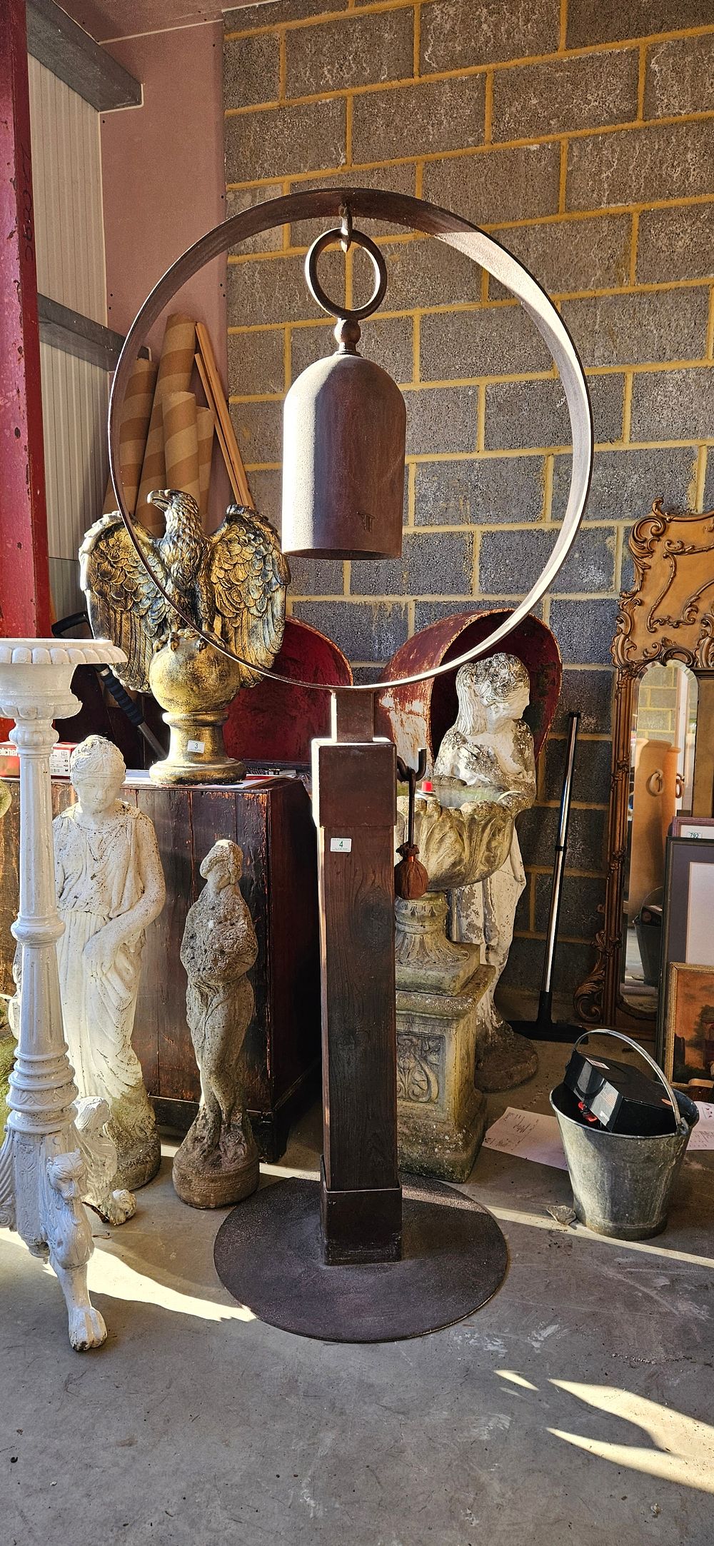 Lot 4: Very large bell/ gong stand. Produced by American...