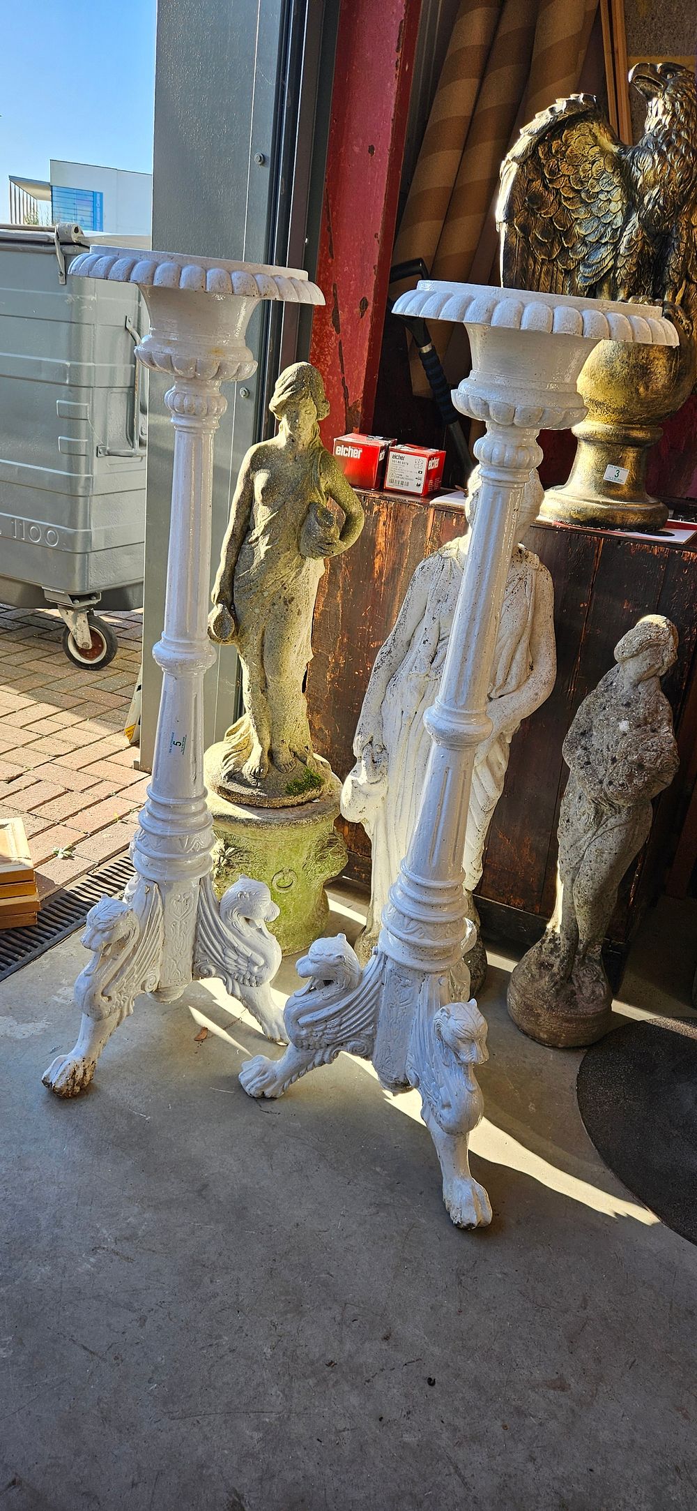 Lot 5: Very heavy pair of Victorian cast iron torchere...