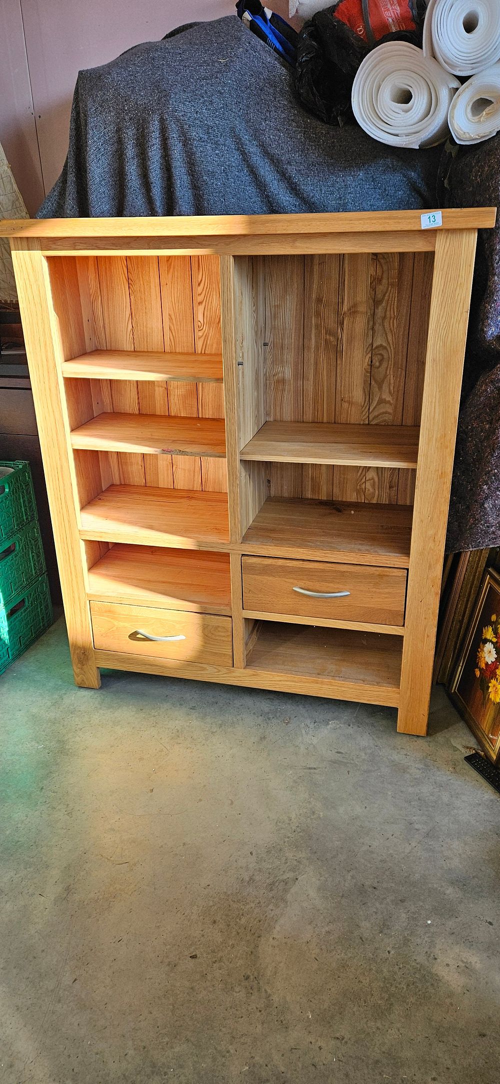Lot 13: Modern light oak bookcase with two drawers