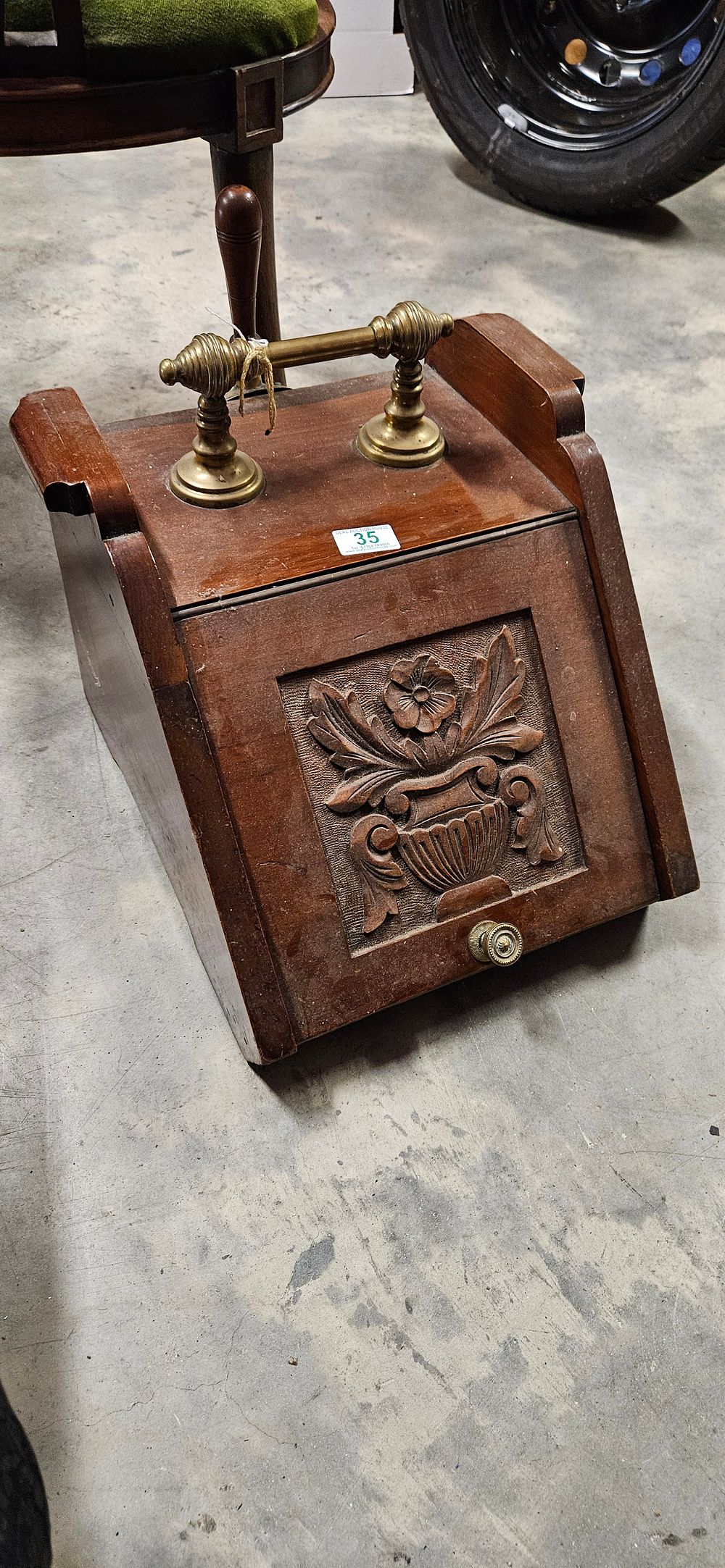 Lot 35: Victorian mahogany coal scuttle