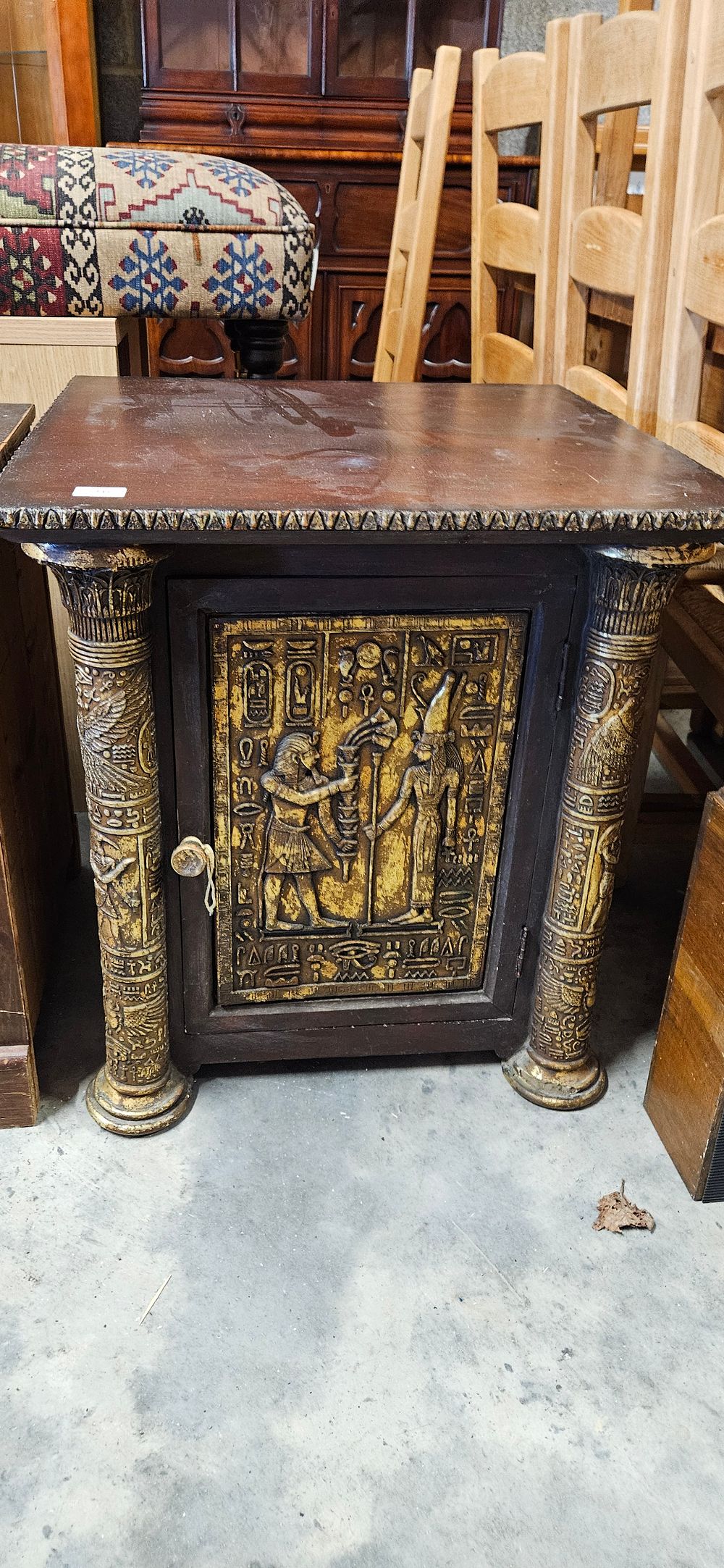 Lot 36: Egyptian wooden carved cupboard