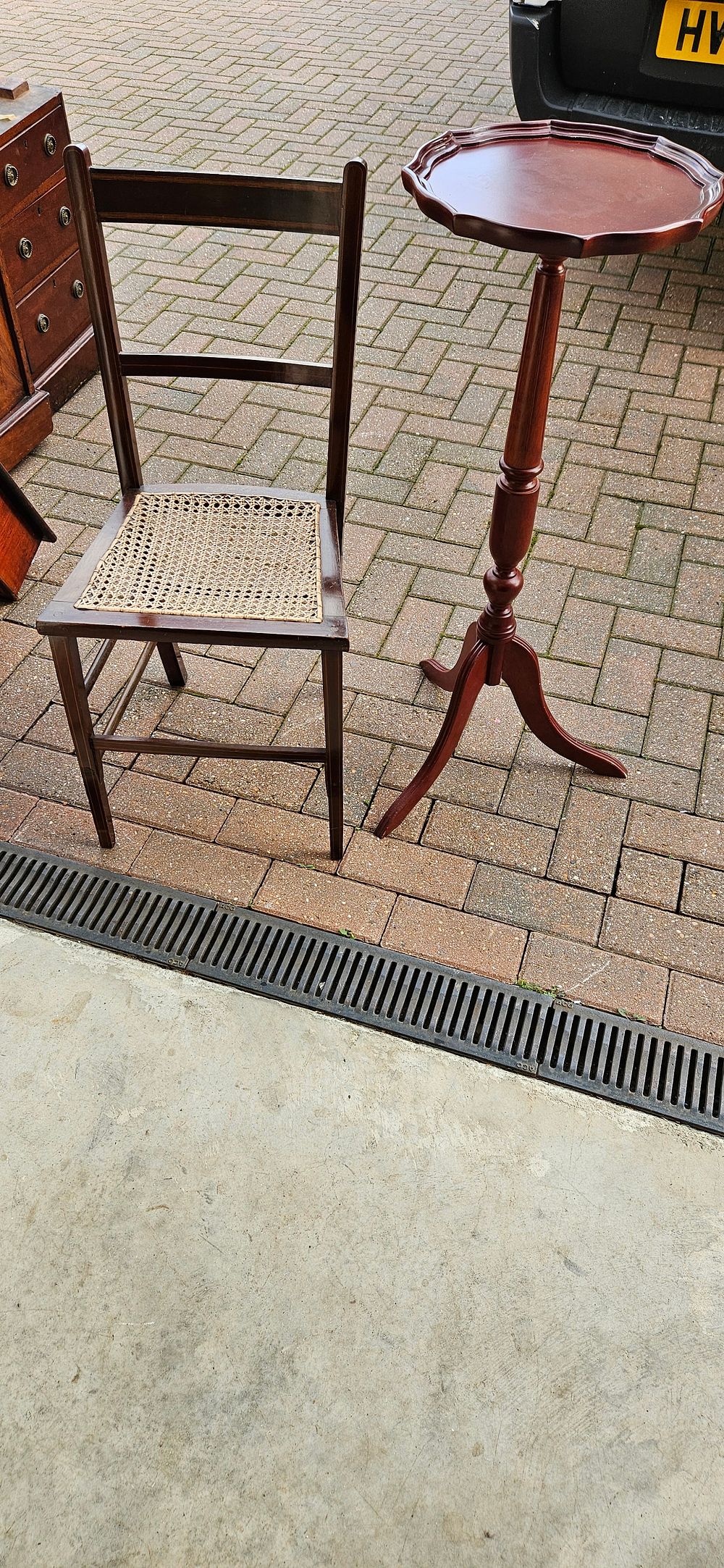 Lot 40: Small chair with bergère base and modern plant...