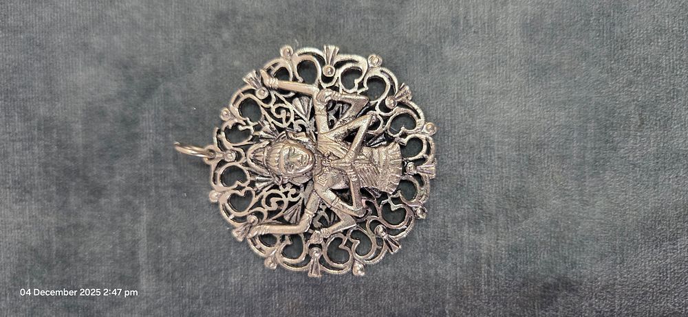 Lot 155: Large silver plate necklace pendant Indian Hindu