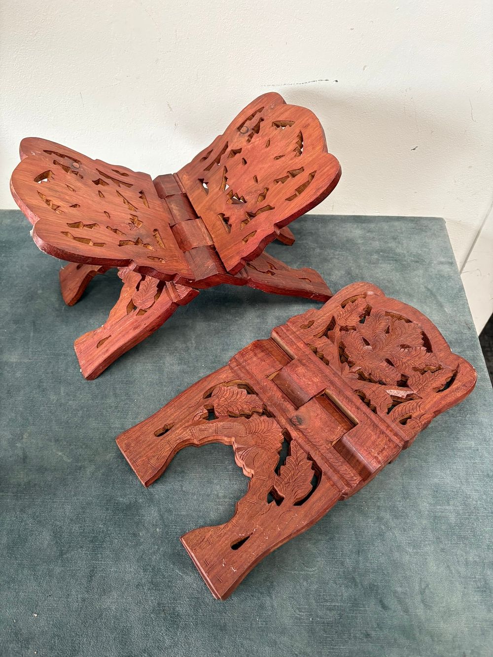 Lot 174: 2 x Wooden carved book stands