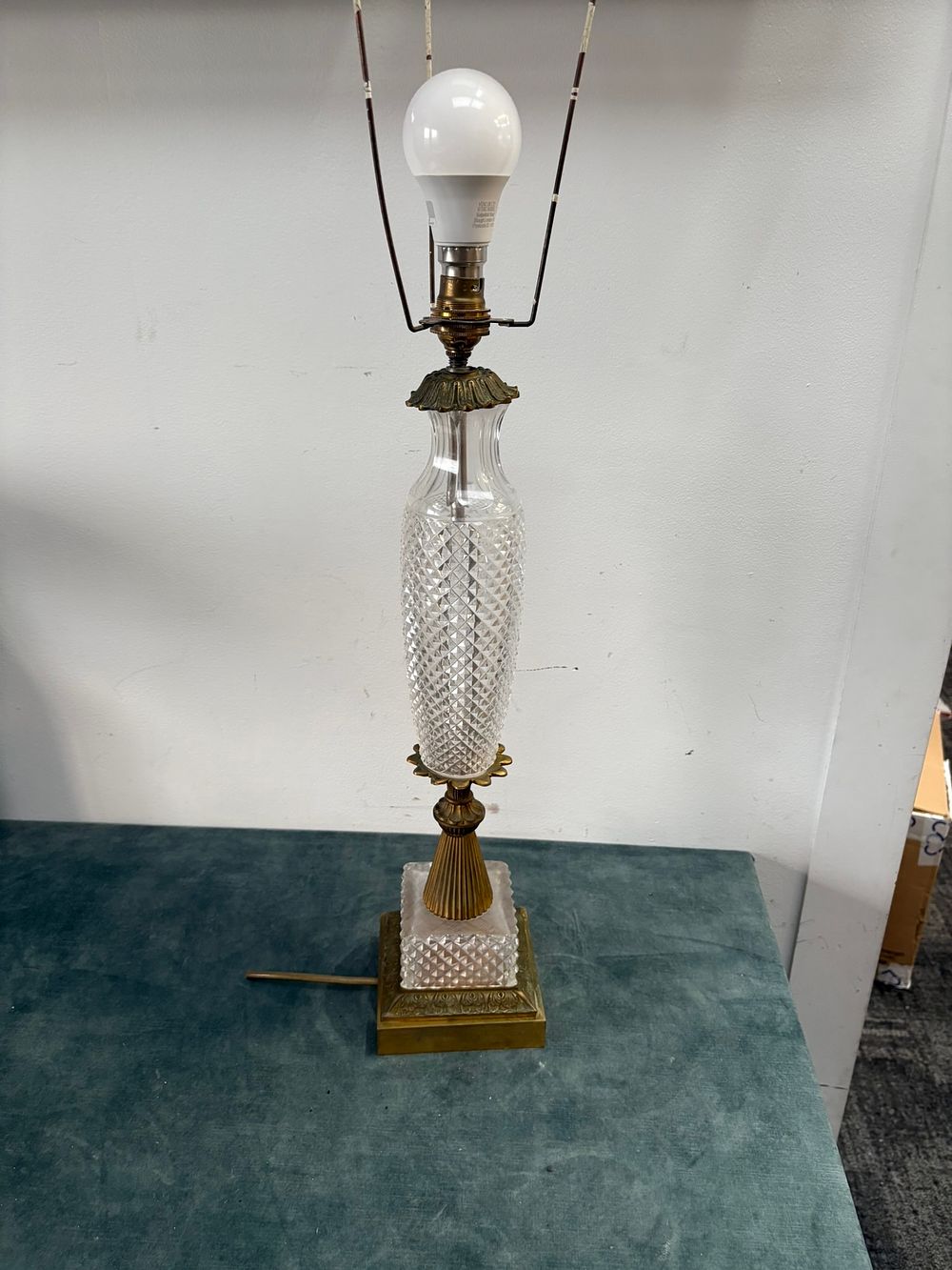 Lot 183: Glass and metal table lamp