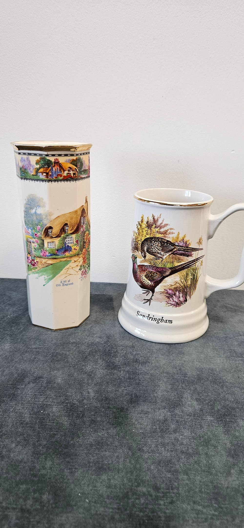 Lot 208: Falcon Ware vase decorated with cottage scene and...