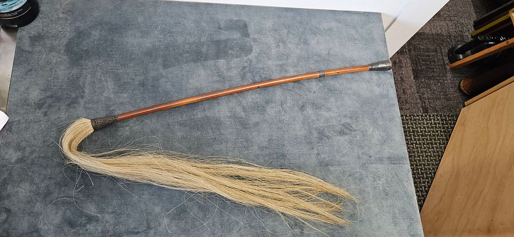 Lot 213: Malacca-handled fly whisk/ whip with horsehair and a...