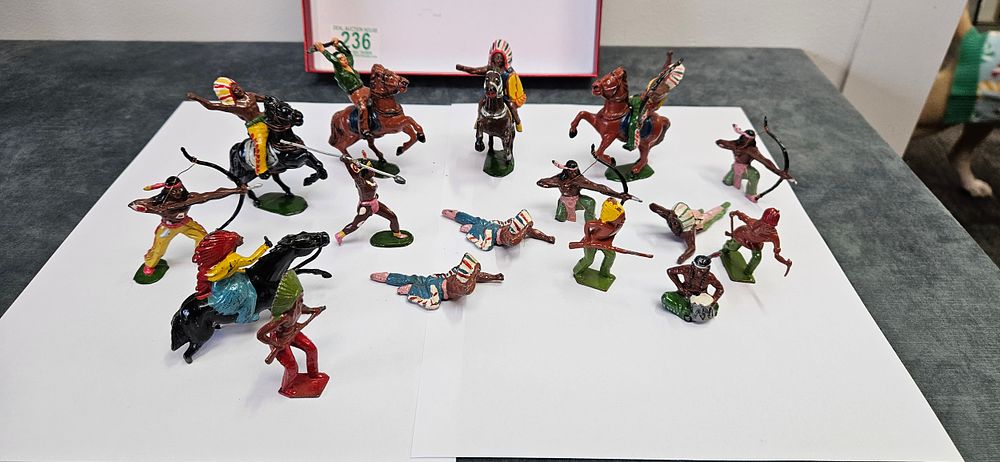 Lot 236: Timpo/ Johillco? metal toy Red Indian figures