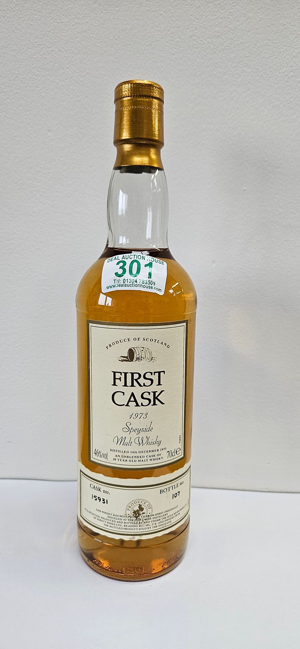 Lot 301: First Cask 1973 Speyside Malt Whisky 30 Year...