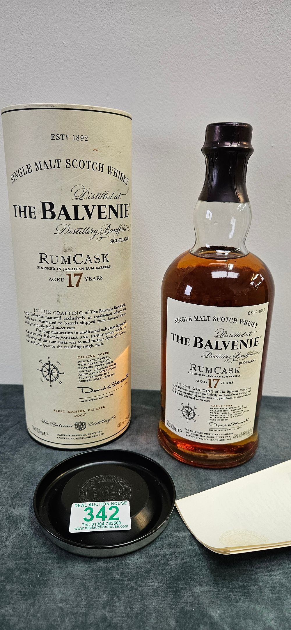 Lot 342: The Balvenie 17 Year Old Rum Cask single...