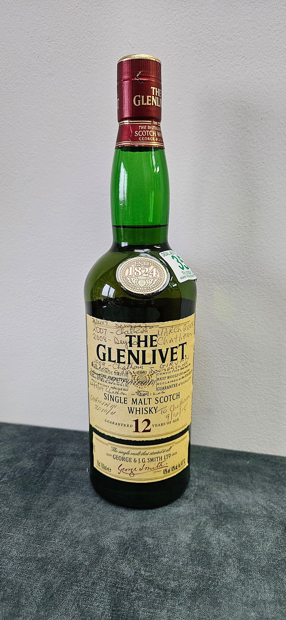 Lot 354: The Glenlivet 12 Year Old Single Malt Scotch...