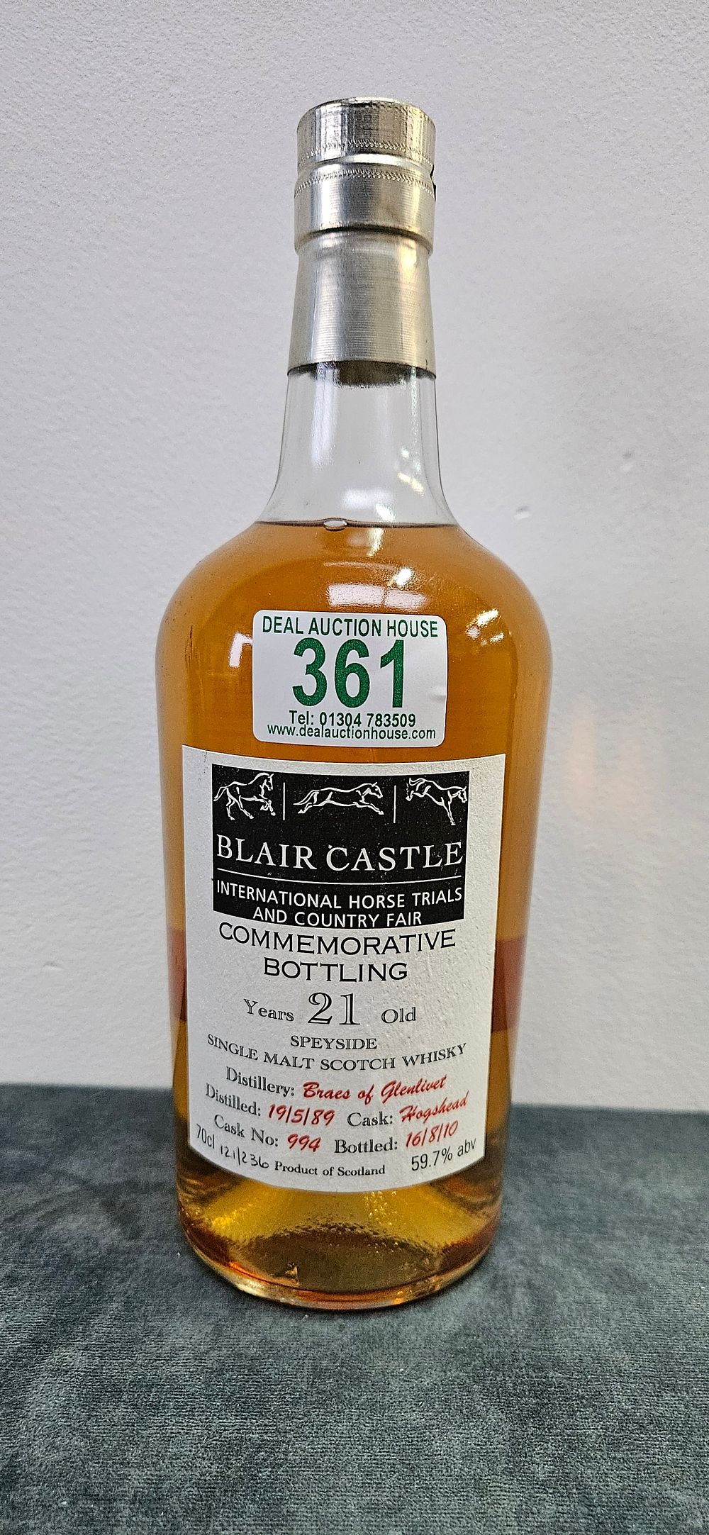 Lot 361: BRAES OF GLENLIVET 21 YEAR OLD BLAIR CASTLE...