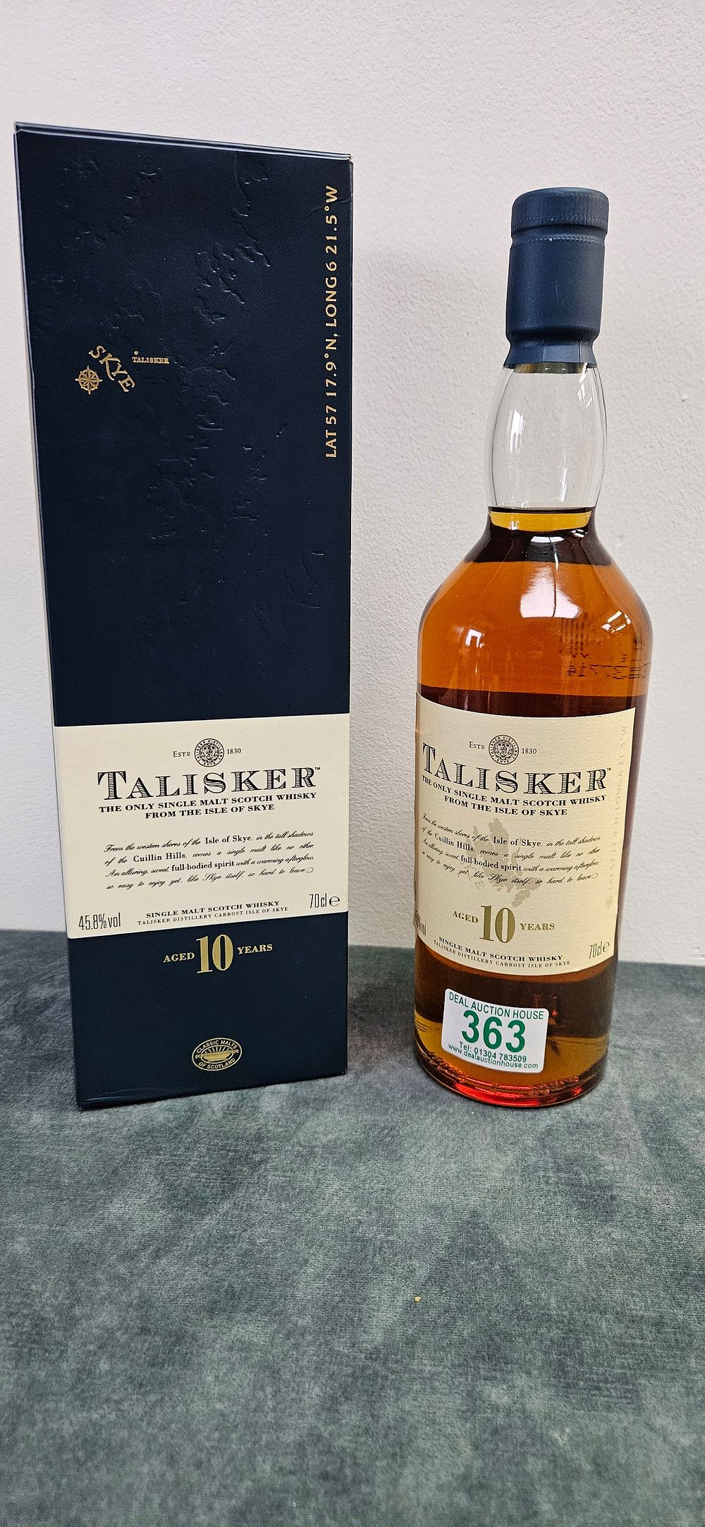 Lot 363: Talisker 10 Year Old Single Malt Scotch Whisky.