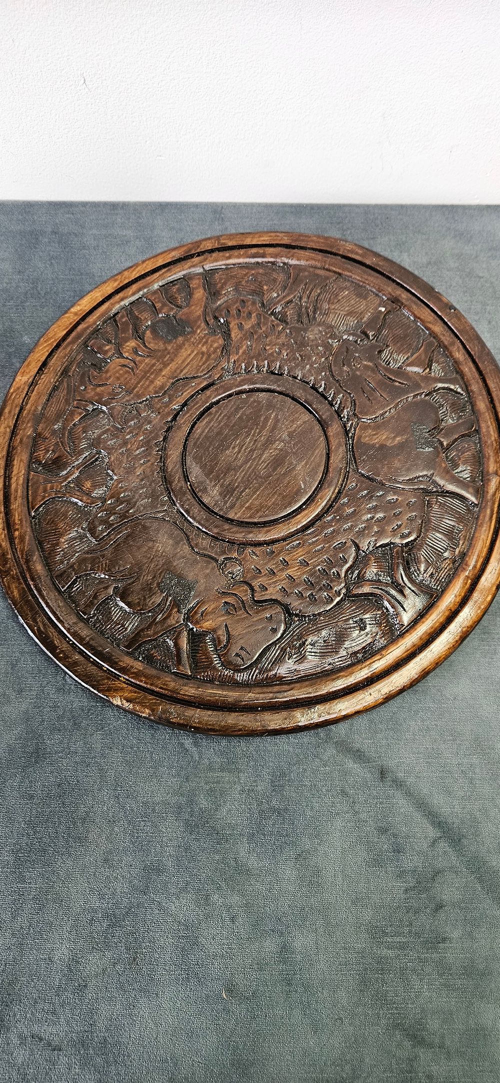 Lot 435: African hand-carved solid wooden platter