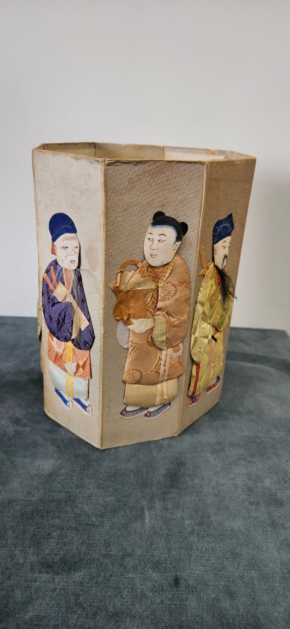 Lot 444: Chinese silk/ cardboard eight immortals