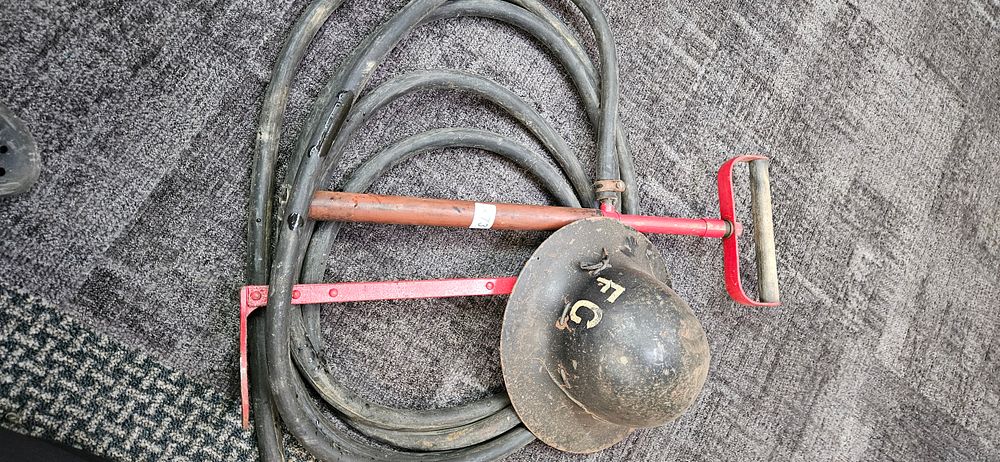 Lot 473: British World War II "Zuckerman" helmet with "FG"...