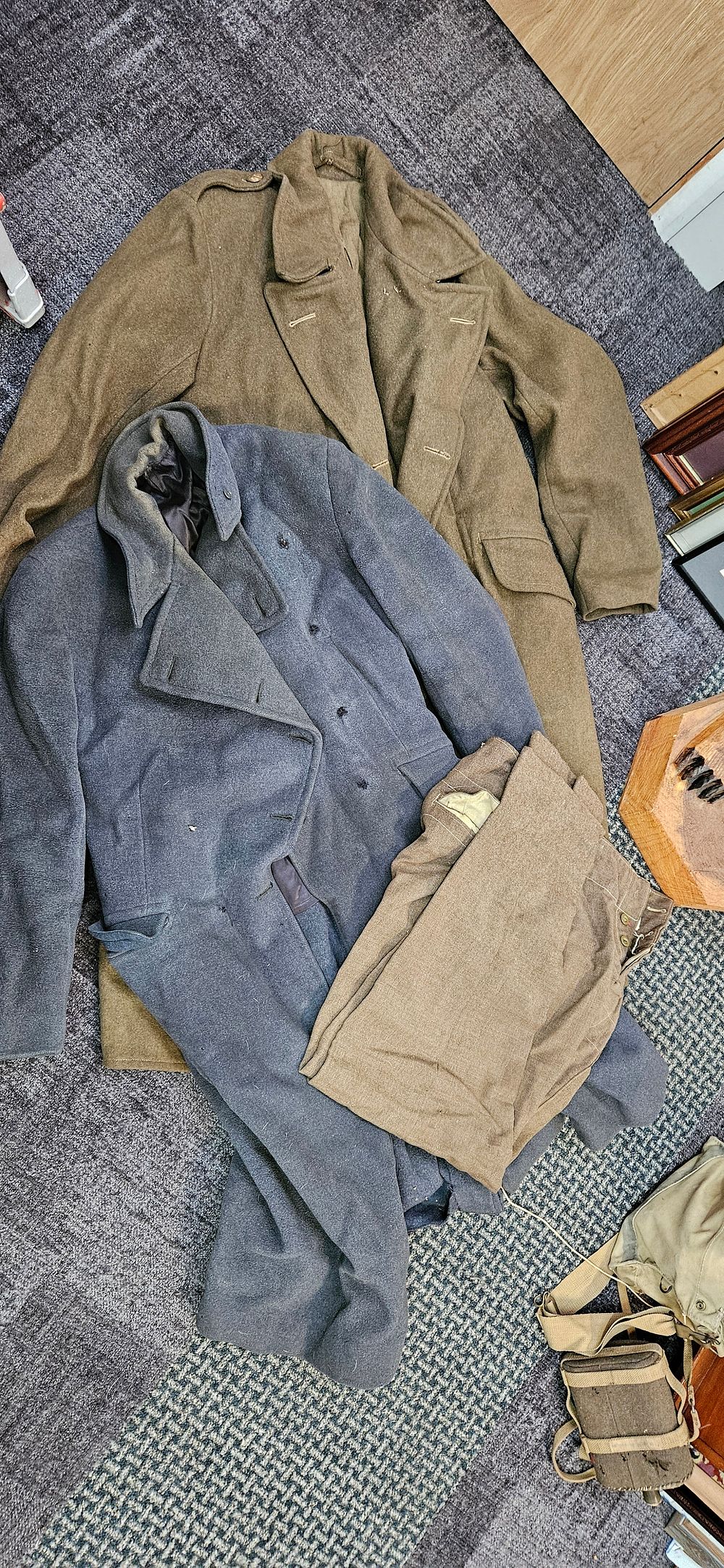 Lot 479: 2 x British Army WWII trench coats and...