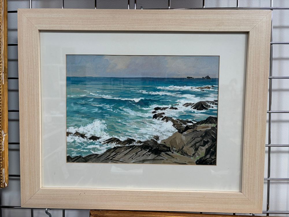 Lot 667: Watercolour of sea signed M Lees
