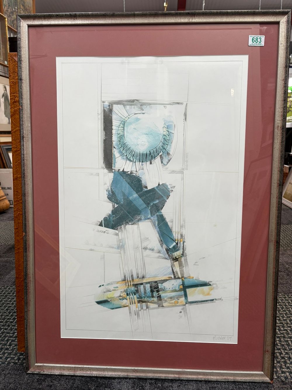Lot 683: Large abstract Noel Bisseker lithograph