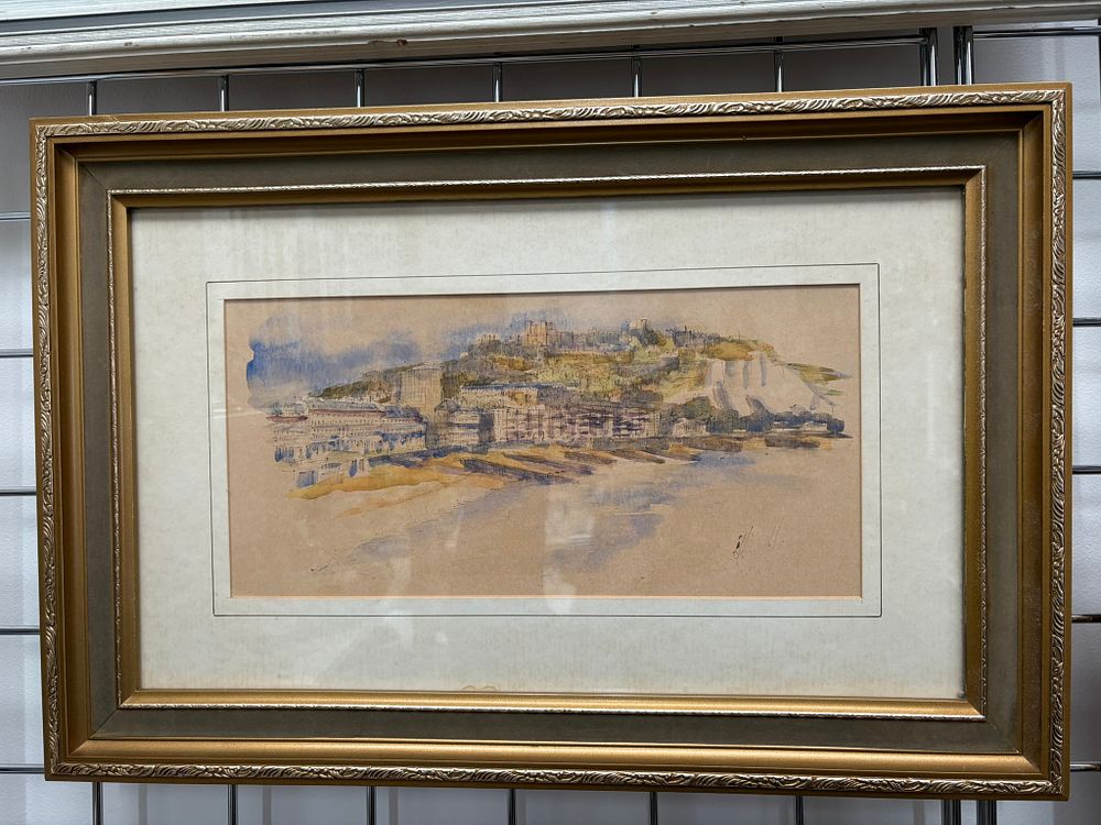 Lot 728: Watercolour painting in gold gilt frame of Dover...