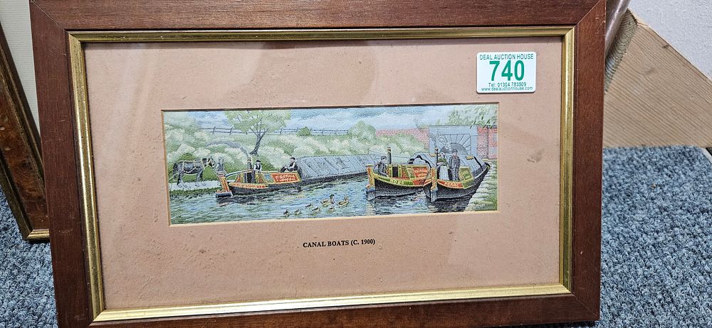 Lot 740: J&J Cash's silk woven picture titled "Canal Boats...