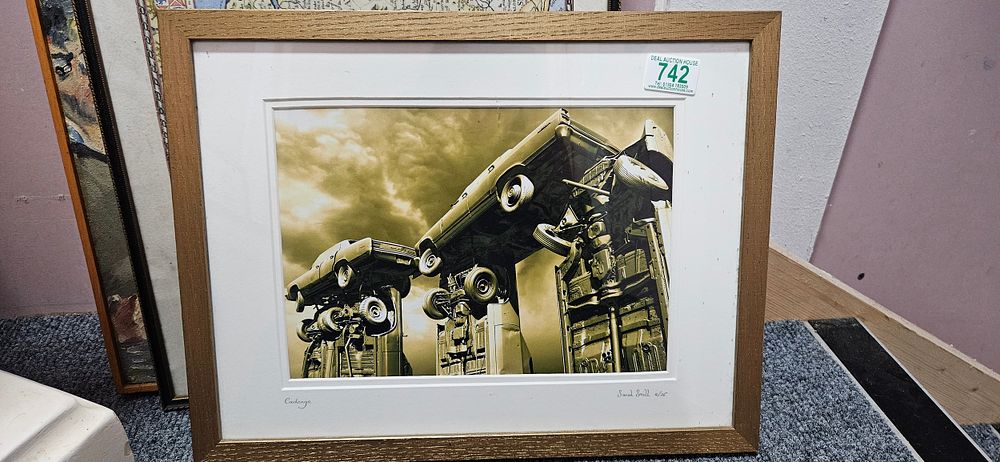 Lot 742: Picture titled 'Carhenge' signed Sarah Smith