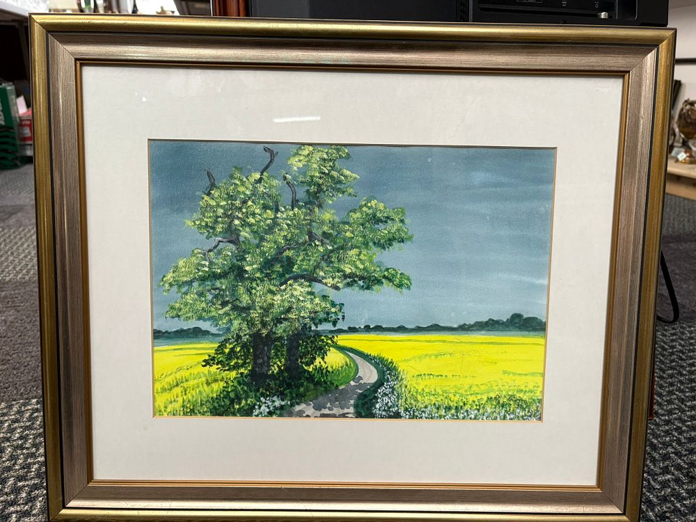 Lot 744: Watercolour painting of trees signed M. Morris