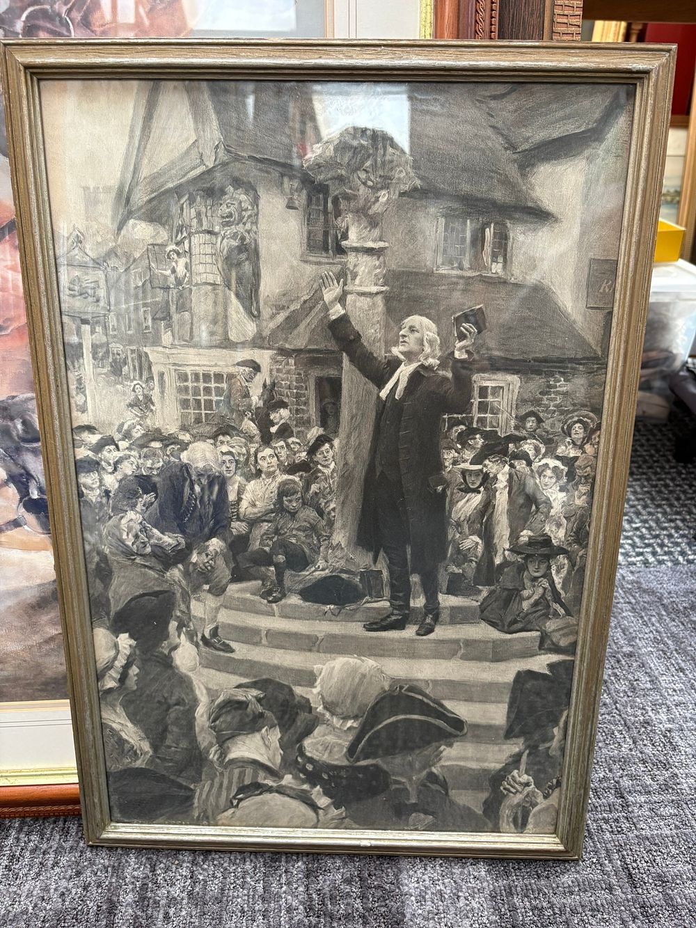 Lot 749: Print of John Wesley 'Preaching from the steps...