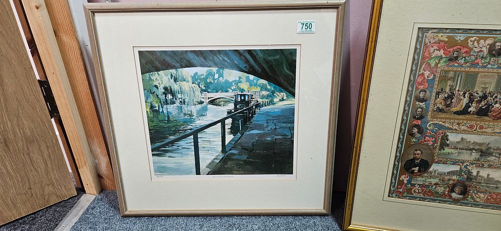 Lot 750: Limited edition print of 'Wey Canal, Two Bridges'...
