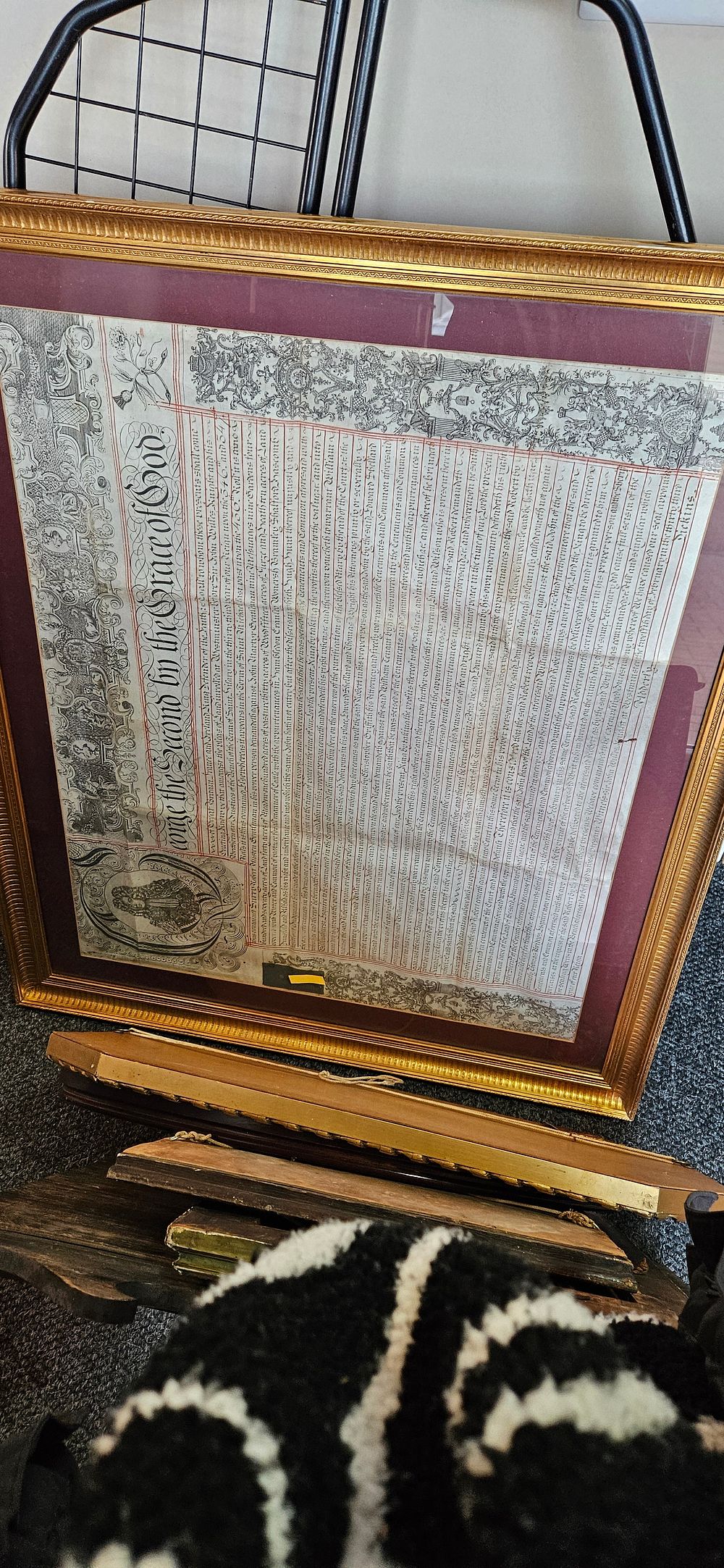 Lot 766: Large gilt framed indenture dating from George II