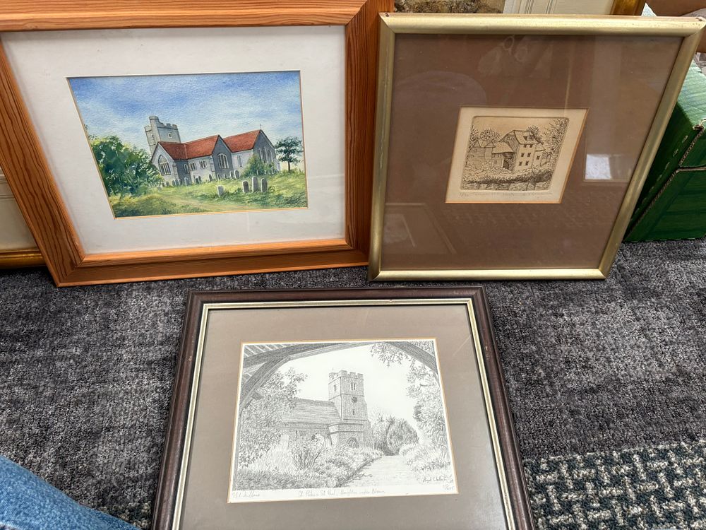 Lot 778: 3 x Pictures of churches