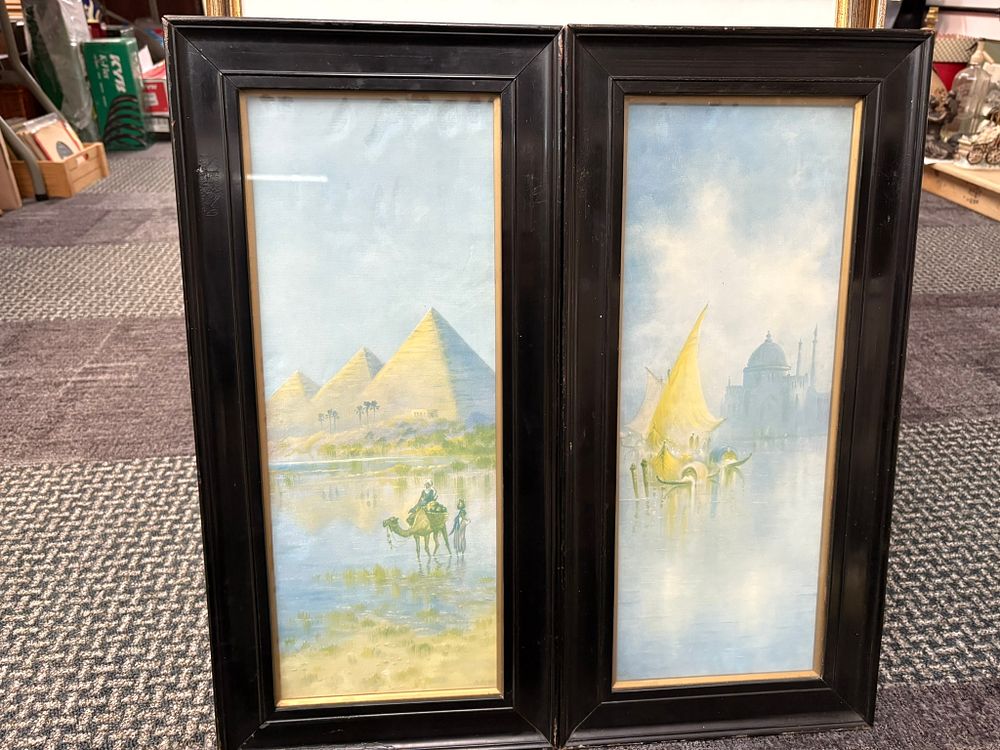 Lot 781: 2 x Prints of pyramids in black frames