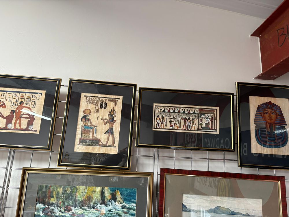 Lot 782: 4 x Egyptian papyrus paintings including circumcision, Weighing...