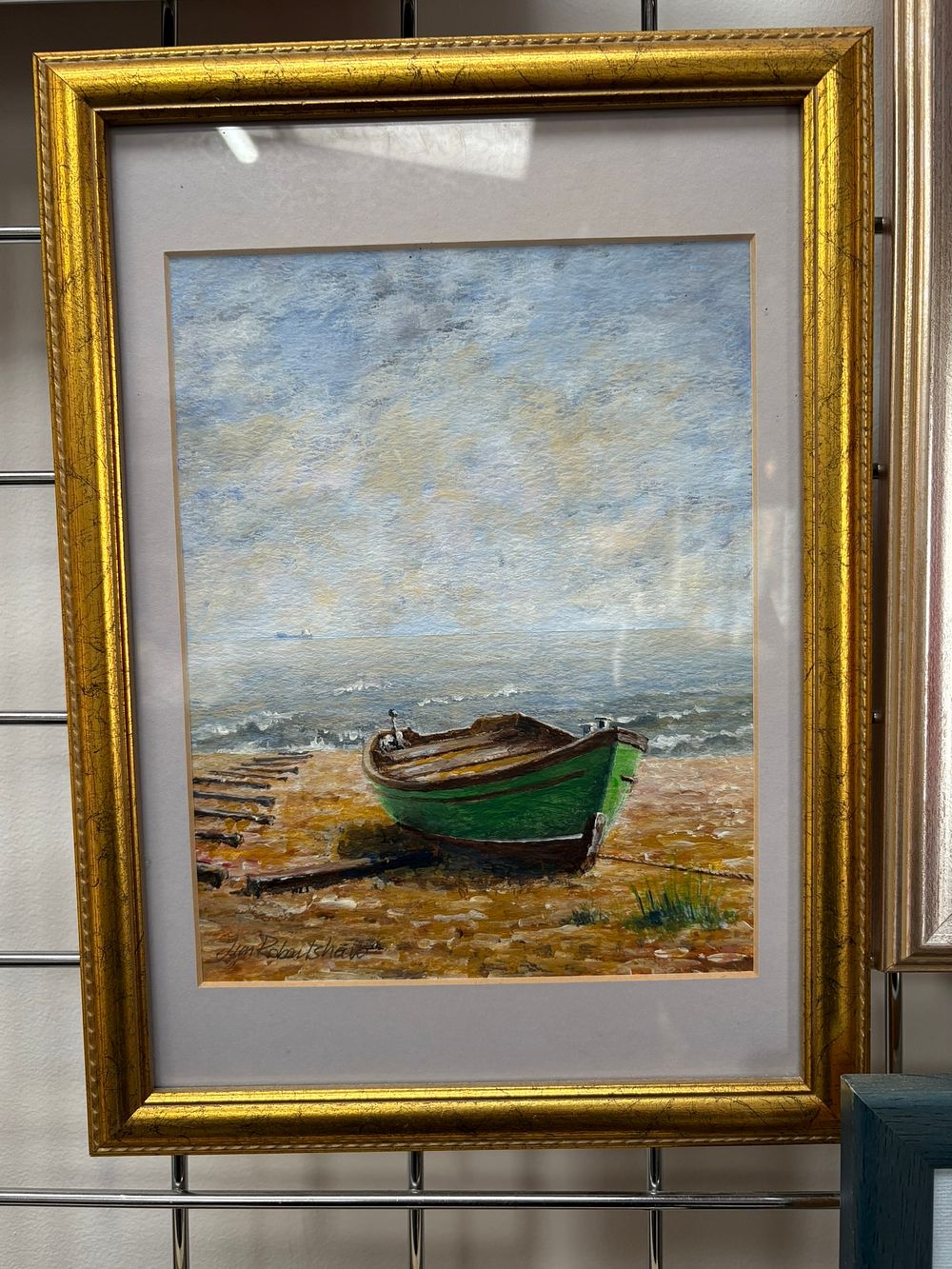 Lot 788: Framed small watercolour of a boat signed Jim...