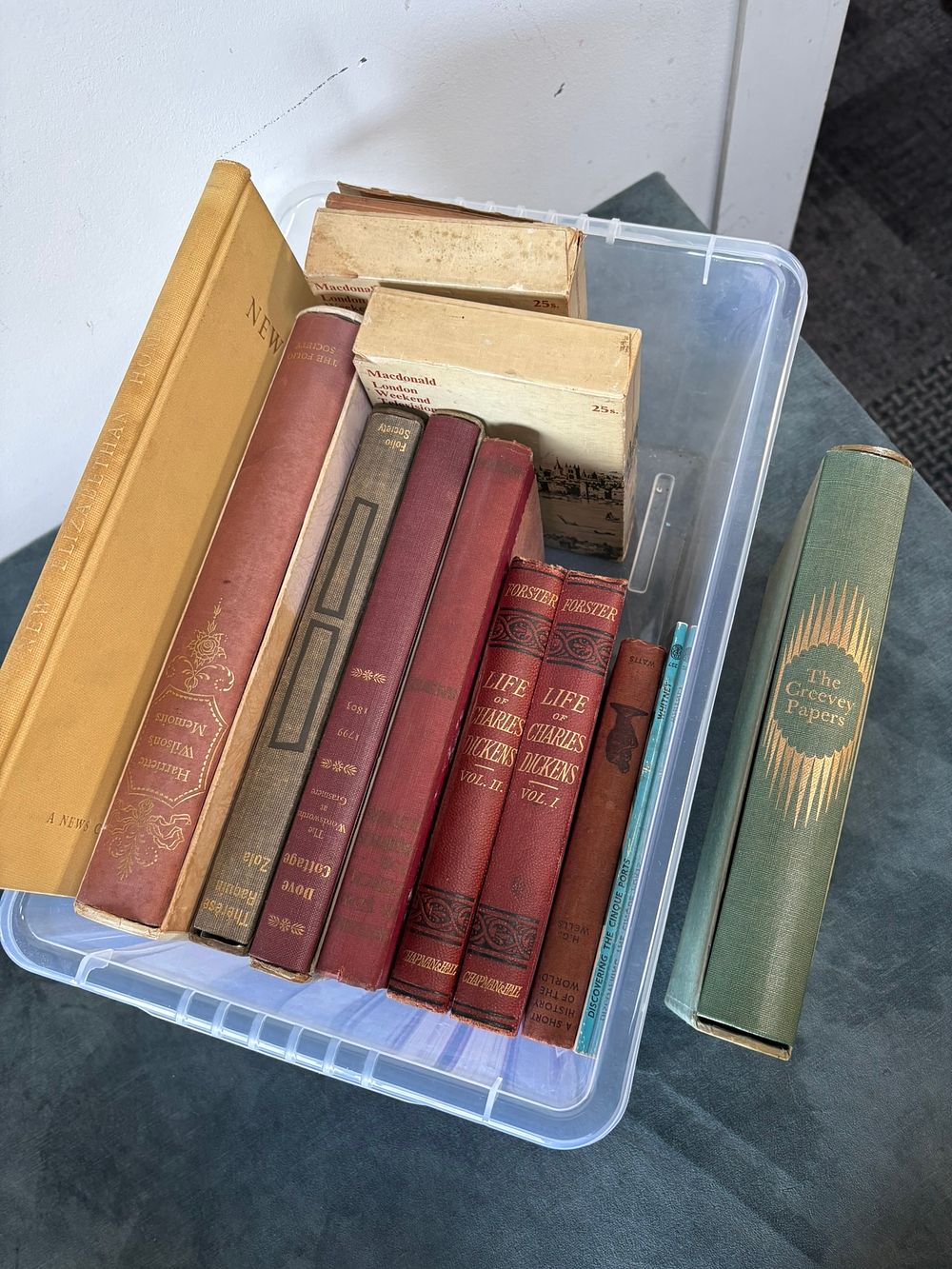 Lot 161: Box of vintage books including Charles Dickens, Harriette...