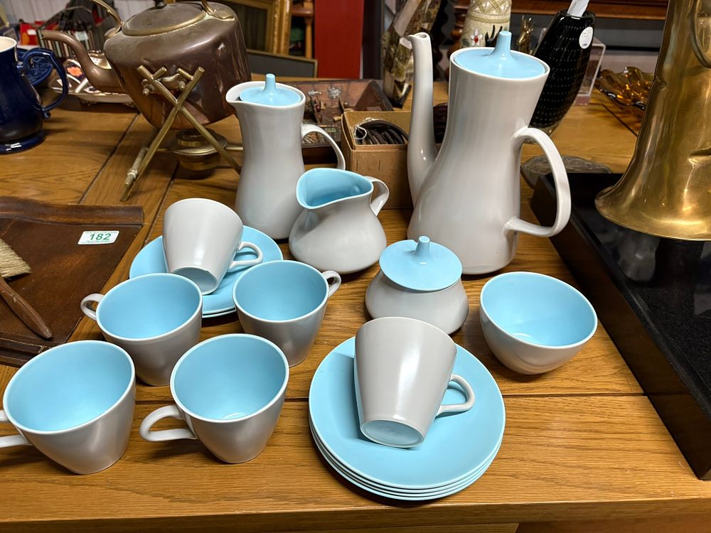 Lot 175: Poole pottery twin tone blue and grey tea...