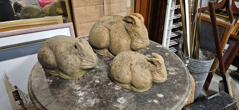 Lot 193: 3 x Terracotta garden rabbits