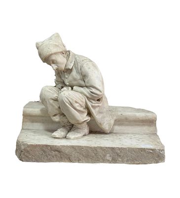 "The Rest of the Young Servant". Marble sculpture, 19th century, depicting "The Rest of the 