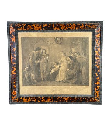 Pair of veneered frames, 19th century period, containing two prints. Dimensions: 52x45. In good 