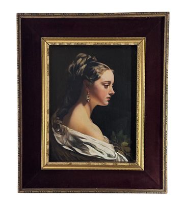 SCUOLA ITALIANA - Woman’s Profile. Oil on panel painting, 20th century period, Italian school 
